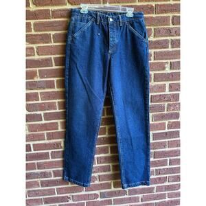 Zara Denim Jeans Size 31 Women's Dark Wash High Rise Relaxed Fit Button Fly NWOT